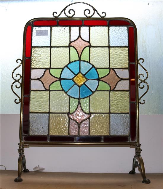 Edwardian stained glass firescreen